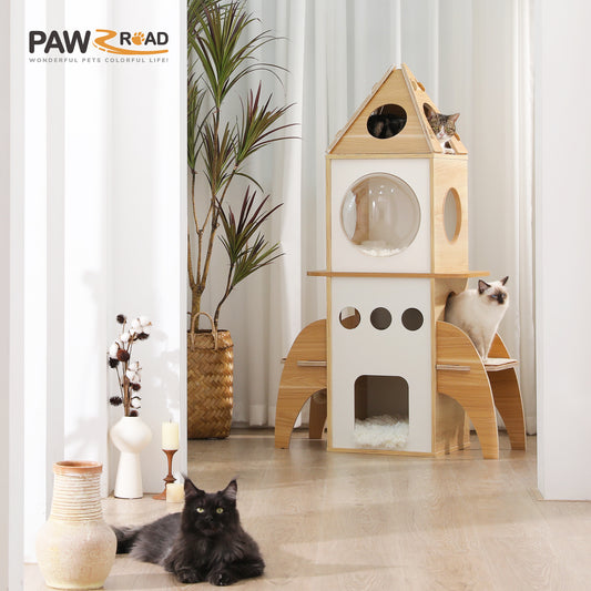 PAWZ Road Wooden Luxury Rocket Cat Tree AMT0096BG